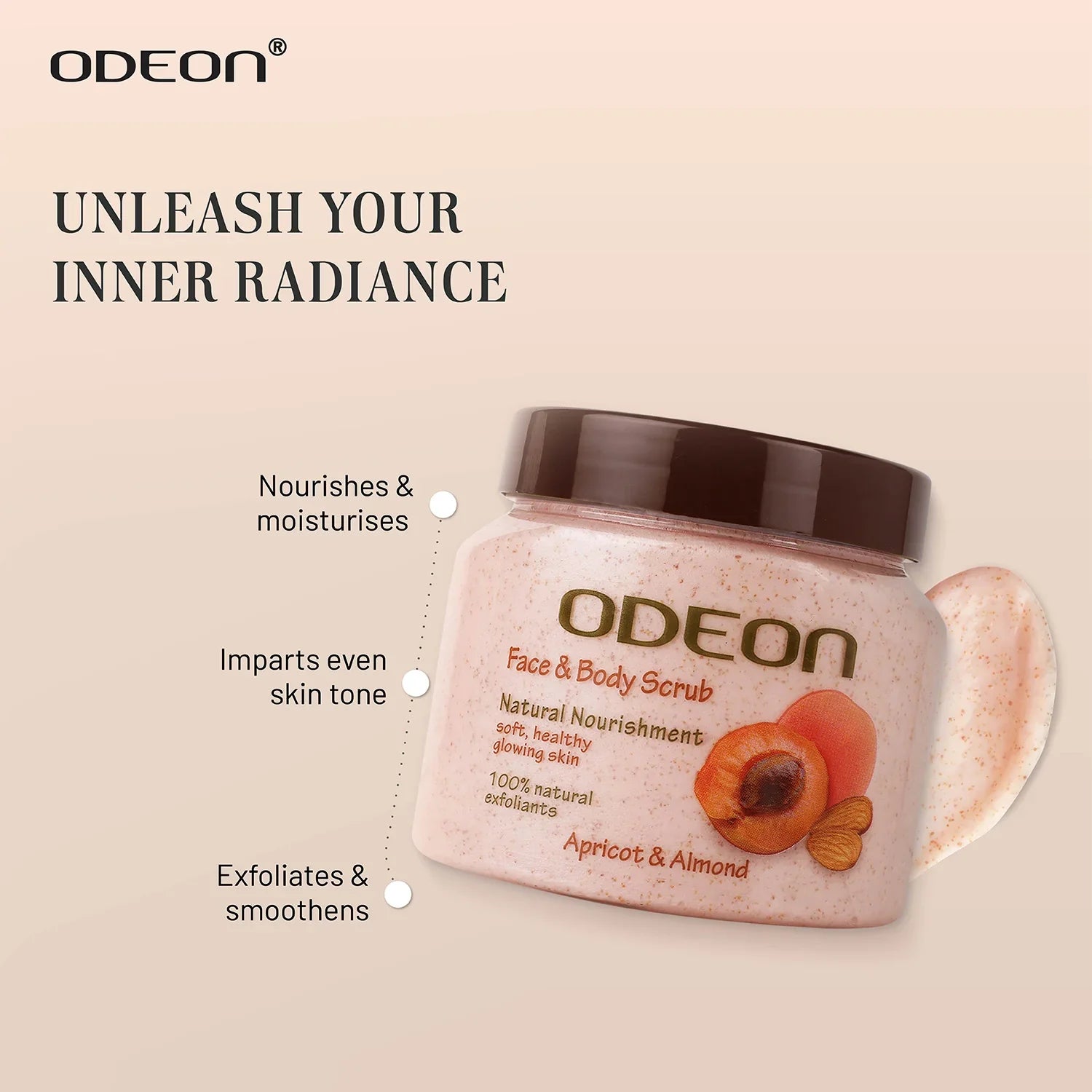 Apricot & Almond Body Scrub for Detan & Smooth Skin - Odeon