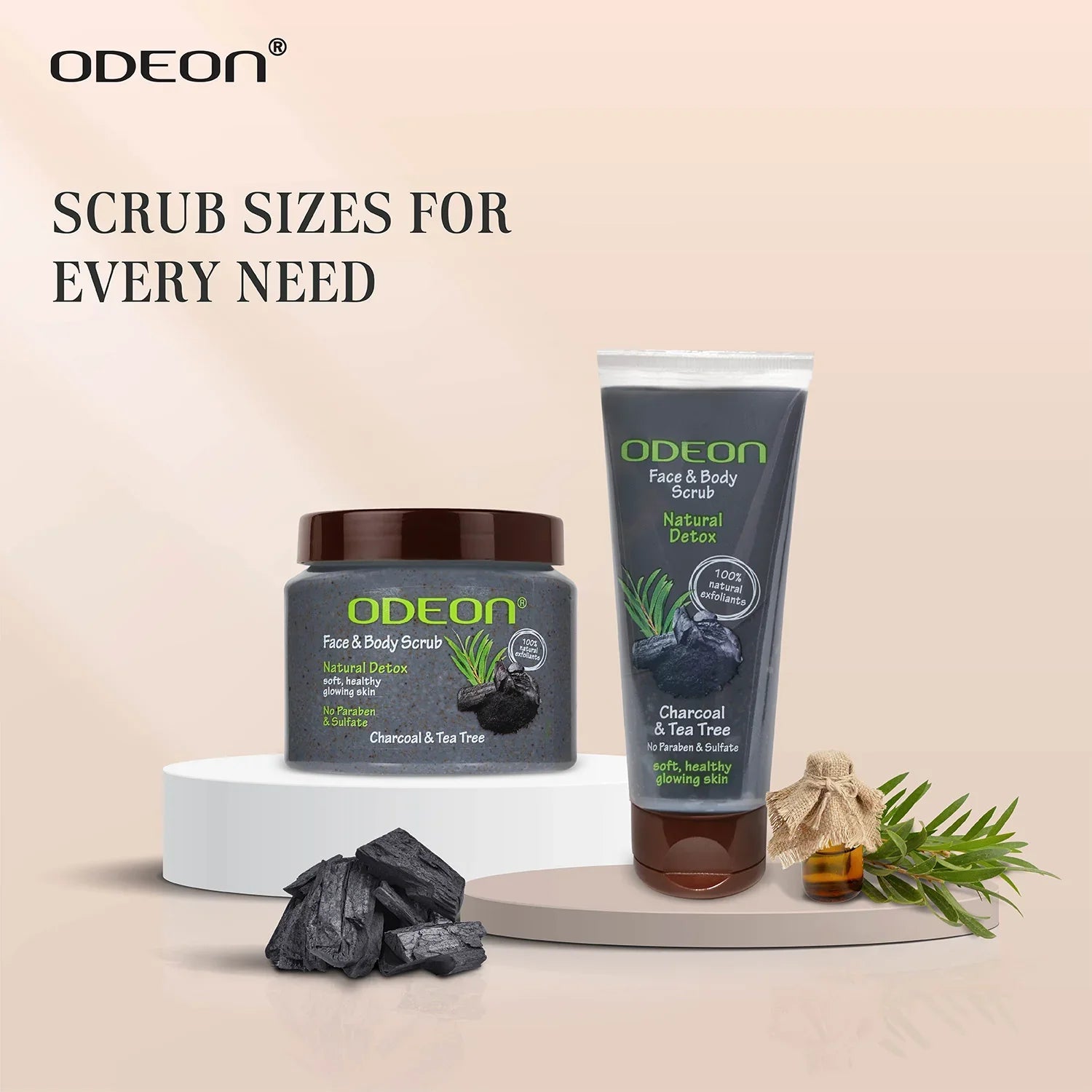 Charcoal & Tea Tree Face Scrub - Odeon