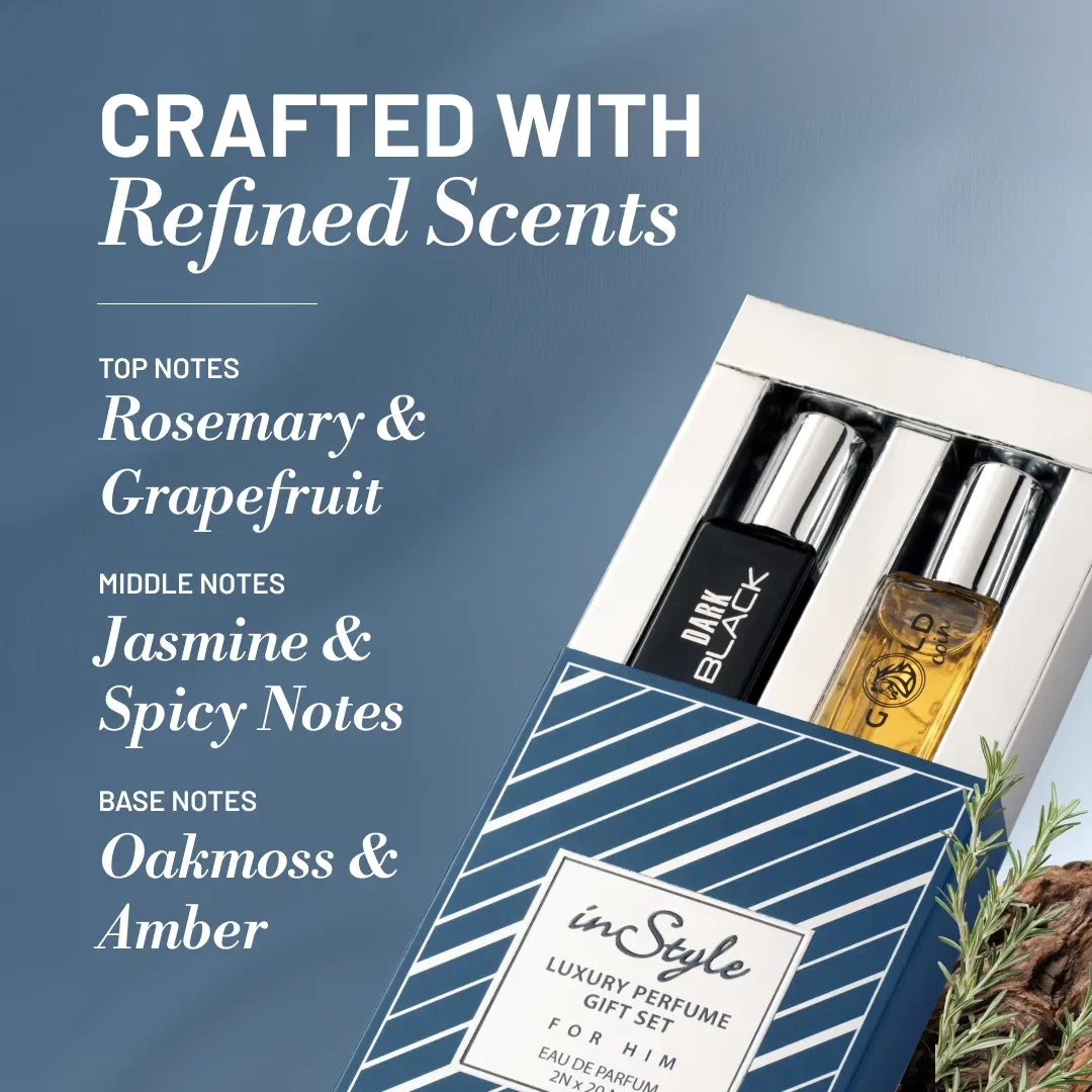 Instyle Luxury Perfume Gift Set – Gold Coin & Dark Black | Perfect Diwali Gift for Him