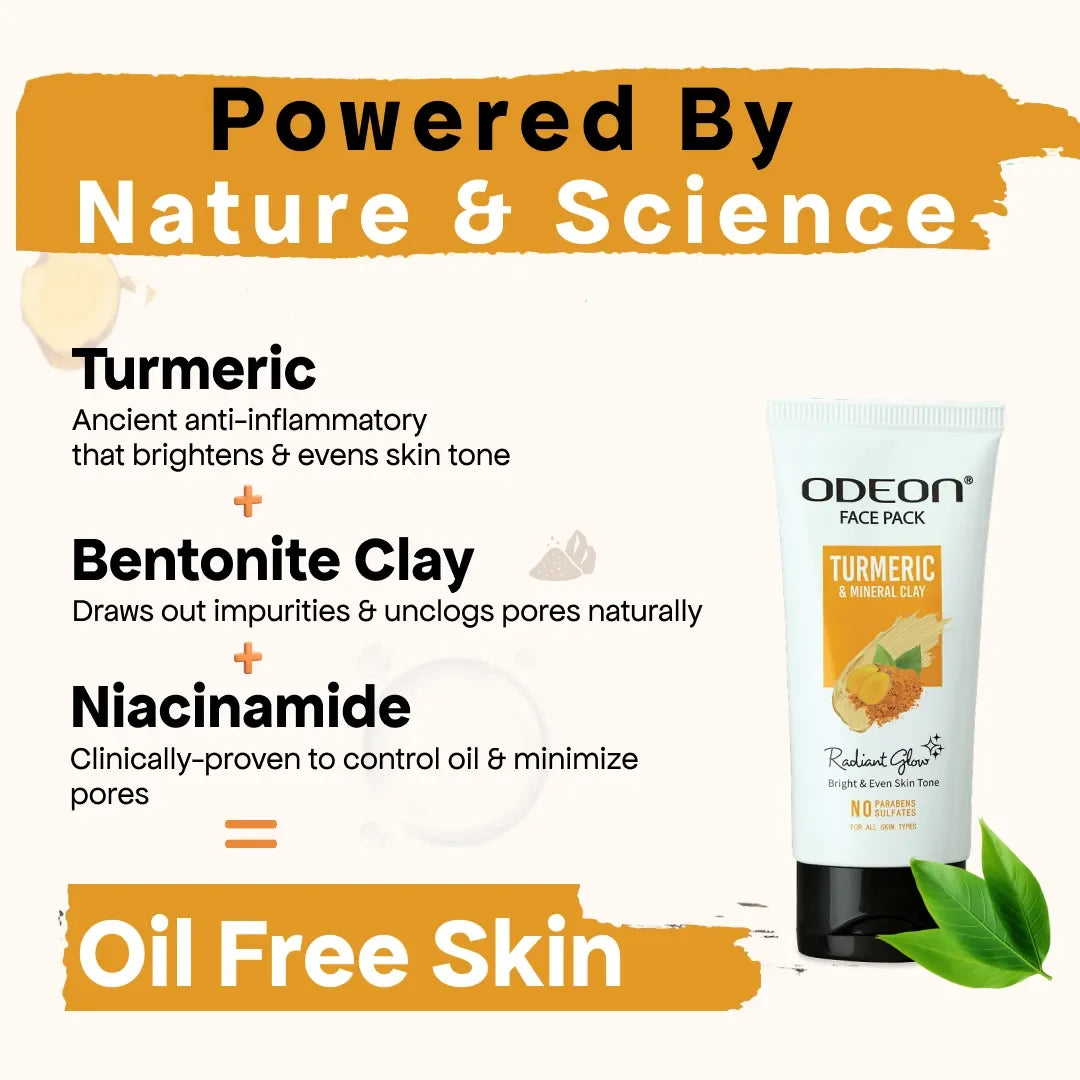 Turmeric & Mineral Clay (Bentonite Clay) Face Pack + Niacinamide (Vitamin B3)