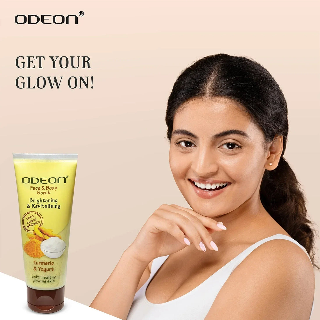 Turmeric & Yogurt Face Scrub for Glow & Spot Reduction - Odeon