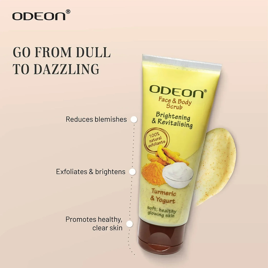 Turmeric & Yogurt Face Scrub for Glow & Spot Reduction - Odeon