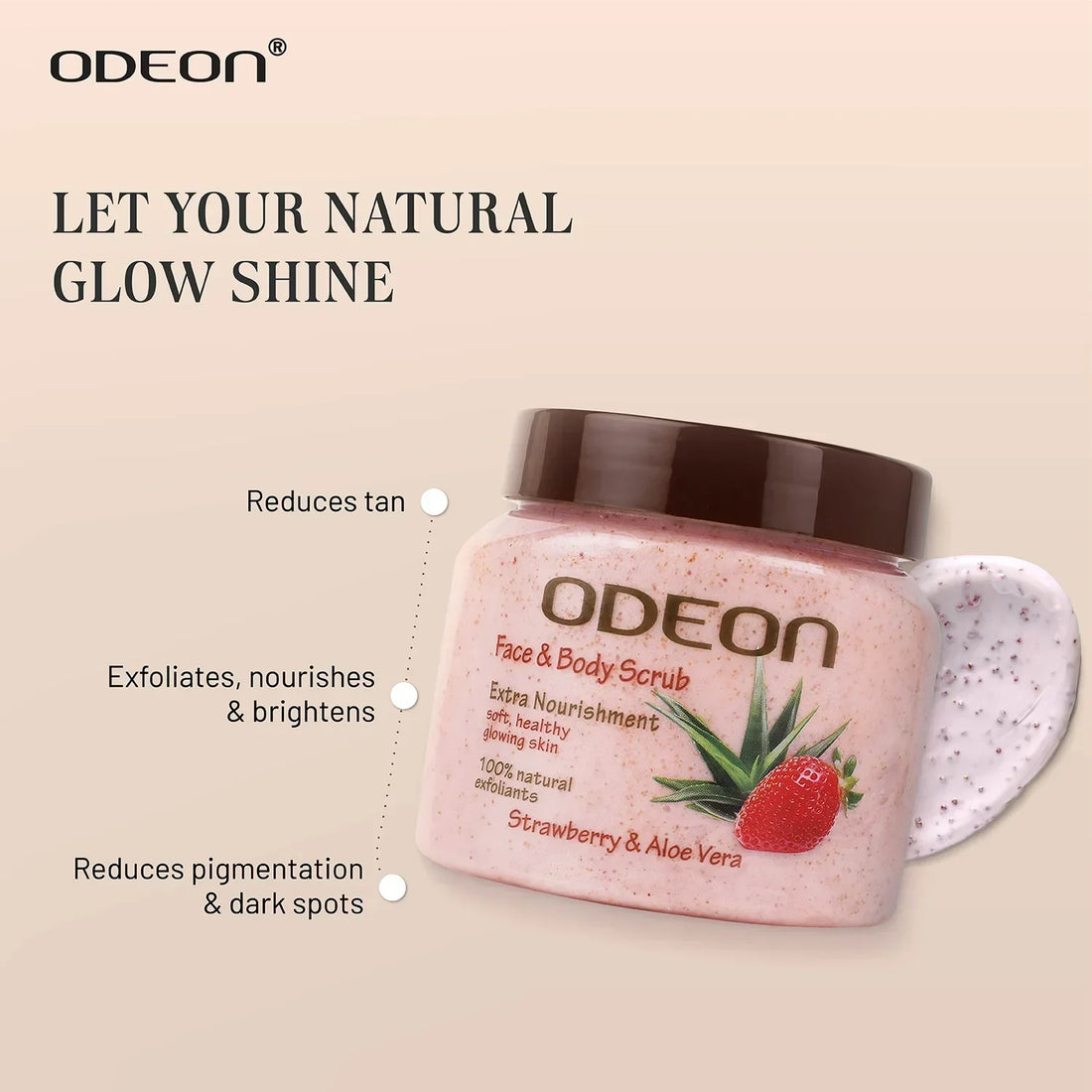 Strawberry & Aloe Vera Body Scrub – Soothing Glow Exfoliator for Sensitive Skin - Odeon