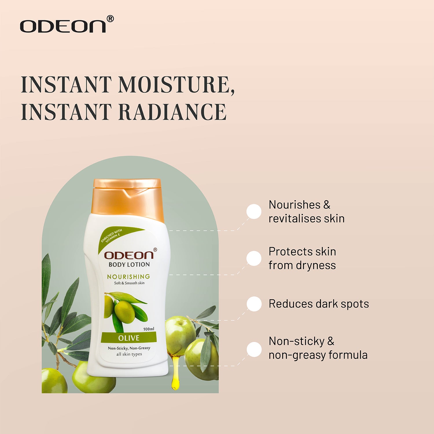 Instant Moisture, Instant Radiance with Olive Body Lotion