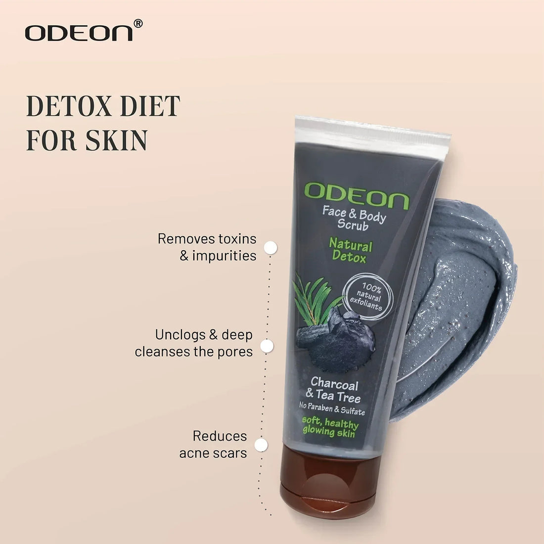 Charcoal & Tea Tree Face Scrub - Odeon