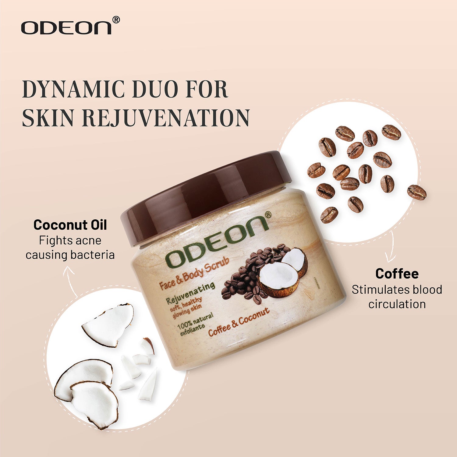 Coffee & Coconut Scrub with Dynamic Duo of Coffee and Coconut Oil for Skin Rejuvenation