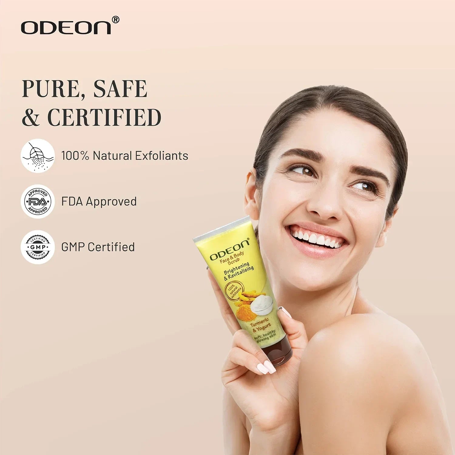 Turmeric & Yogurt Face Scrub for Glow & Spot Reduction - Odeon