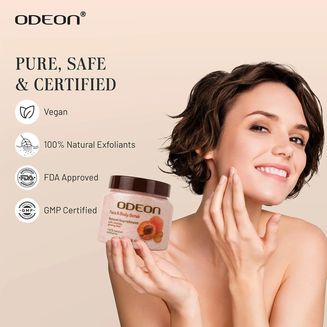 Apricot & Almond Body Scrub for Detan & Smooth Skin - Odeon