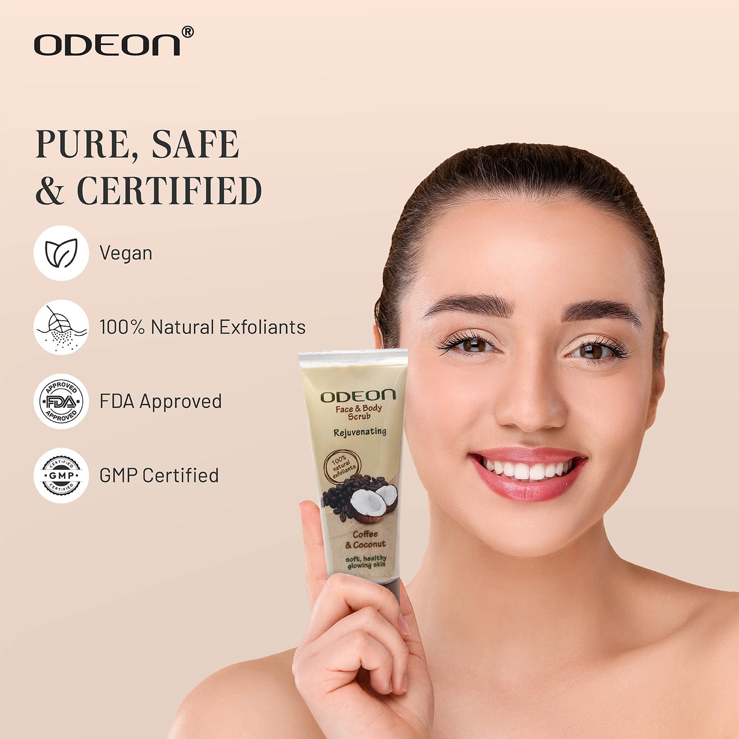 Coffee & Coconut Scrub is Pure, Safe, Vegan, 100% Natural Exfoliants, FDA Approved, GMP Certified