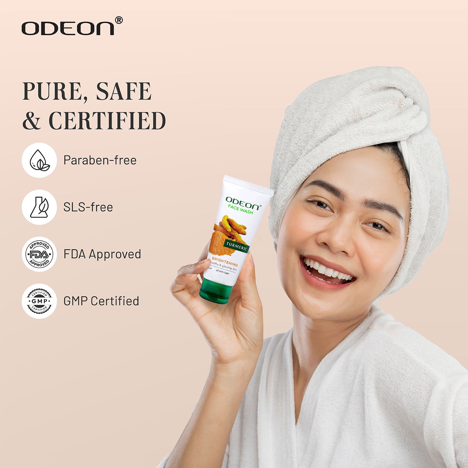 Turmeric Face Wash is Pure, Safe, Paraben-free, SLS-free, FDA Approved, GMP Certified