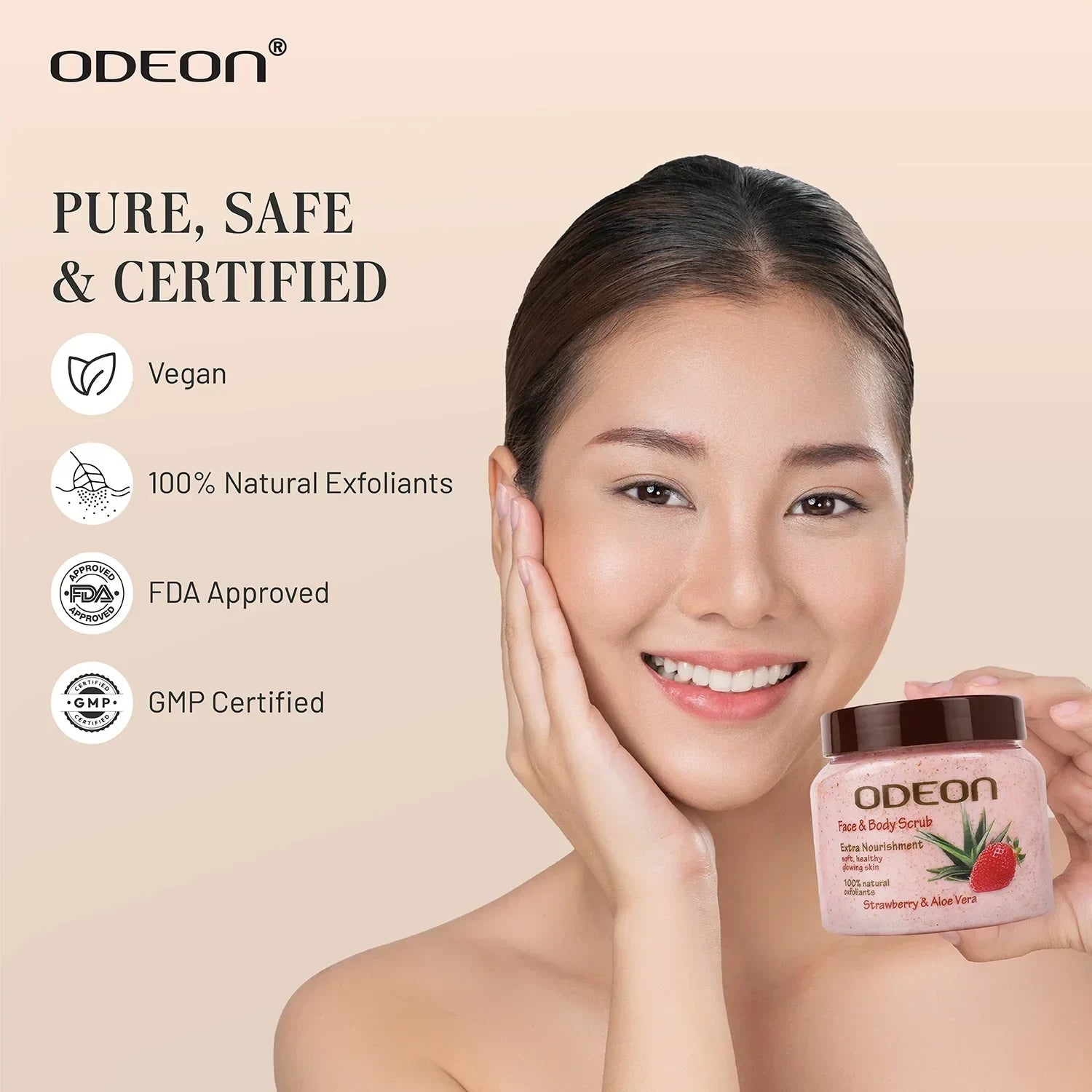 Strawberry & Aloe Vera Body Scrub – Soothing Glow Exfoliator for Sensitive Skin - Odeon