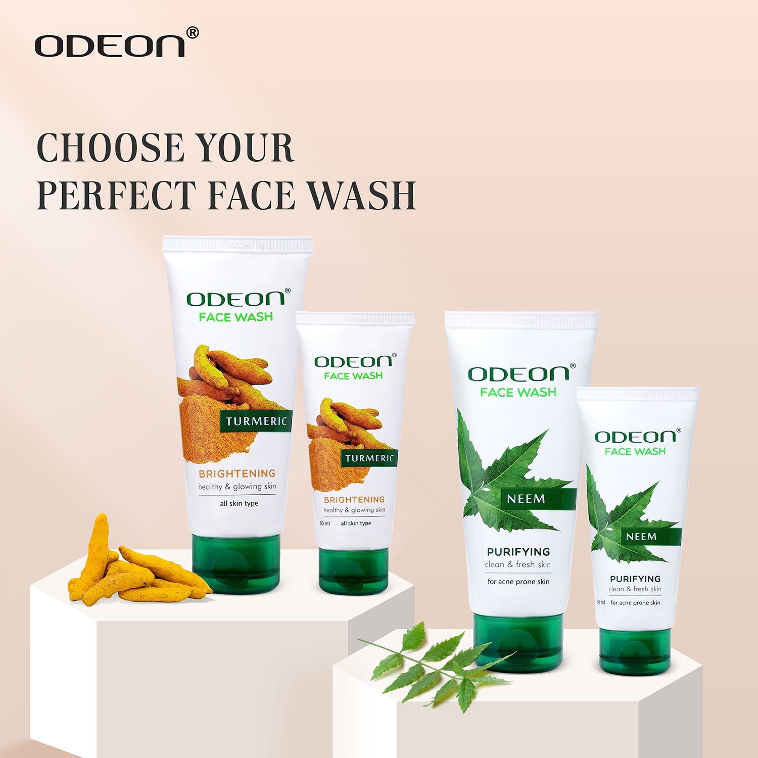Choose Your Perfect Face Wash with Odeon Neem Face Wash and Odeon Turmeric Face Wash