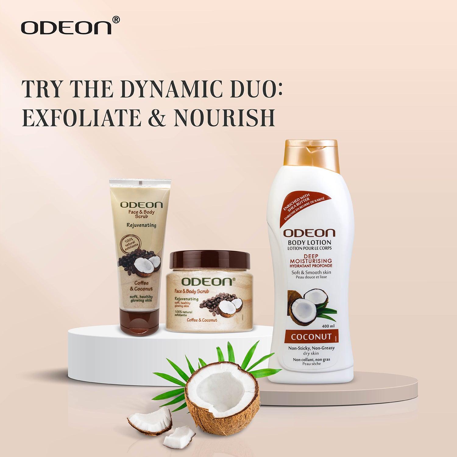 Try the Dynamic Duo of Coffee & Coconut Face & Body Scrub and Coconut Body Lotion for Exfoliate & Nourish