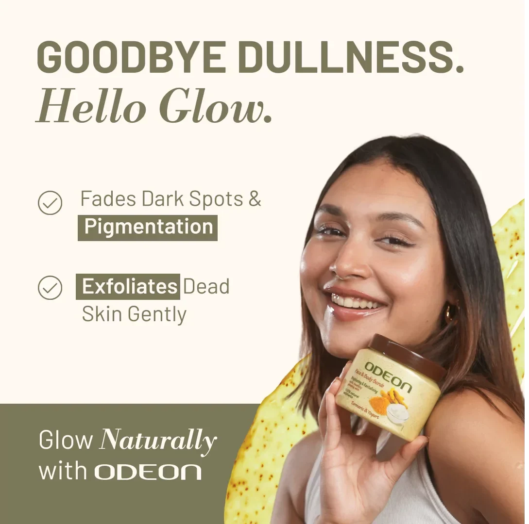 Turmeric & Yogurt Body Scrub | Brightening & De-Tan Exfoliator - Odeon