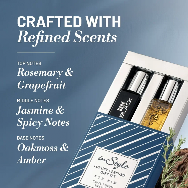 Instyle Luxury Perfume Gift Set – Gold Coin & Dark Black | Perfect Diwali Gift for Him