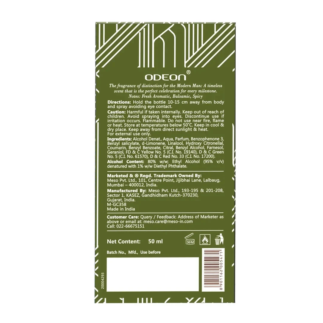 Legend Eau de Parfum for Men | Long-Lasting Citrus & Sandalwood Fragrance - Odeon