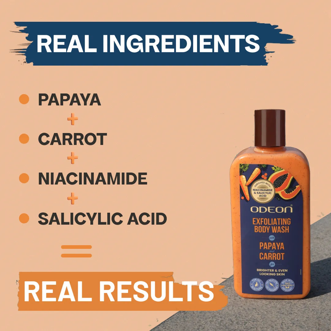 Papaya & Carrot Exfoliating Body Wash | Brightening, Smoothing & Daily Cleanse for Even-Toned Skin