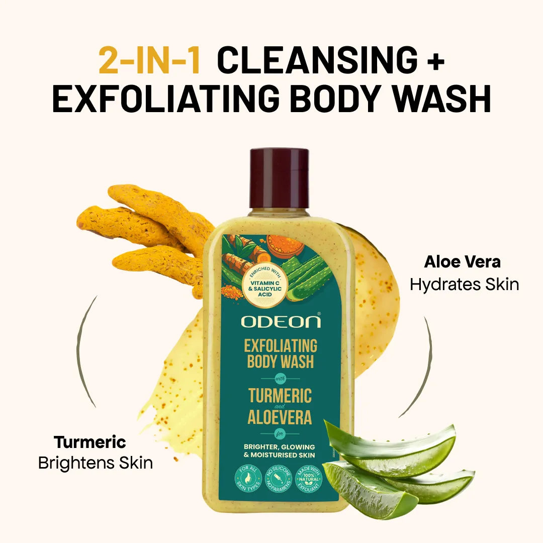 Turmeric & Aloe Vera Exfoliating Body Wash for Naturally Radiant, Hydrated & Bridal-Ready Glow