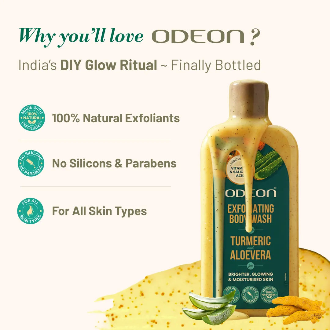 Turmeric & Aloe Vera Exfoliating Body Wash for Naturally Radiant, Hydrated & Bridal-Ready Glow
