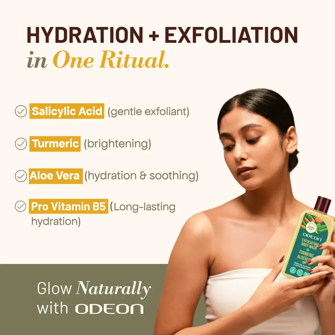Turmeric & Aloe Vera Exfoliating Body Wash for Naturally Radiant, Hydrated & Bridal-Ready Glow