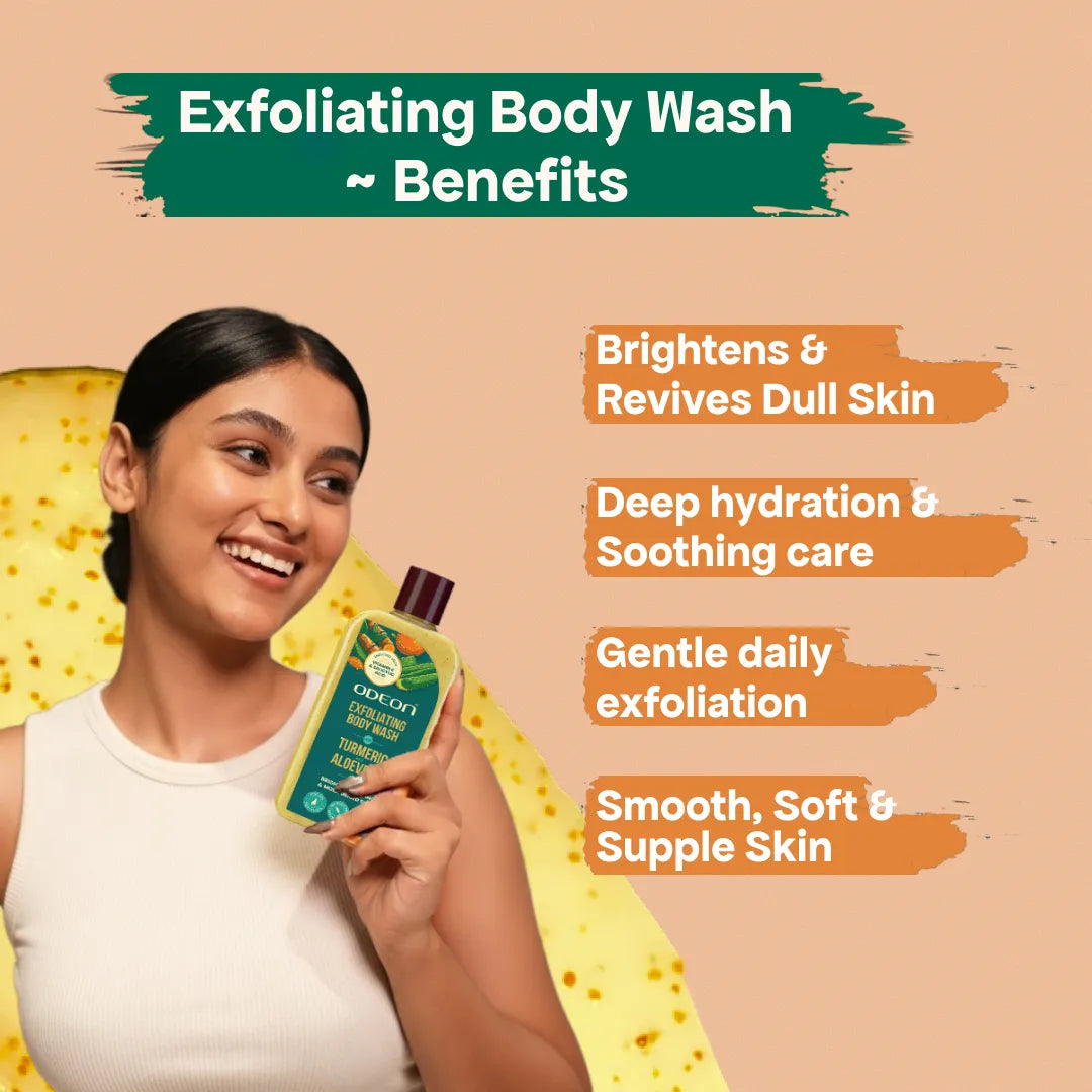 Turmeric & Aloe Vera Exfoliating Body Wash for Naturally Radiant, Hydrated & Bridal-Ready Glow
