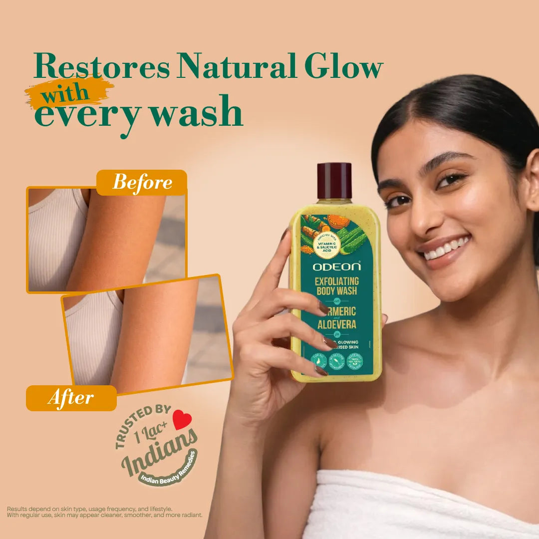 Turmeric & Aloe Vera Exfoliating Body Wash for Naturally Radiant, Hydrated & Bridal-Ready Glow