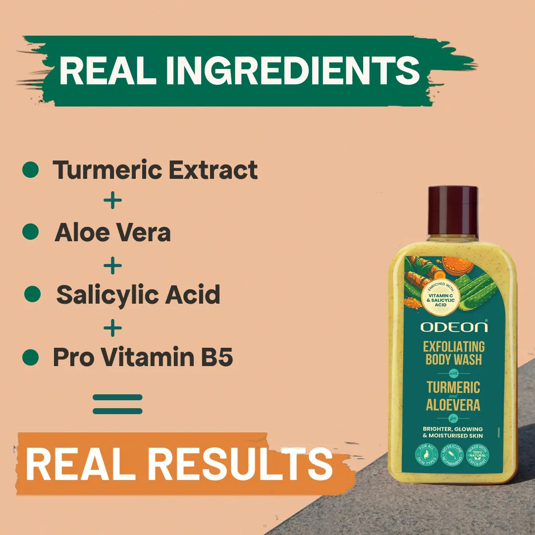 Turmeric & Aloe Vera Exfoliating Body Wash for Naturally Radiant, Hydrated & Bridal-Ready Glow