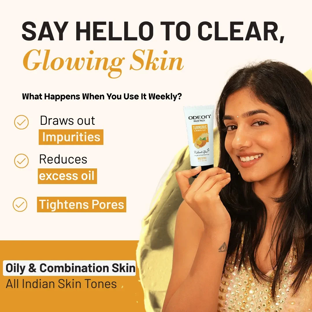 Turmeric & Mineral Clay (Bentonite Clay) Face Pack + Niacinamide (Vitamin B3)