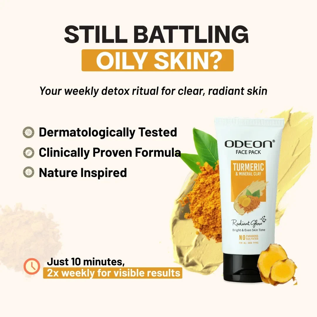 Turmeric & Mineral Clay (Bentonite Clay) Face Pack + Niacinamide (Vitamin B3)
