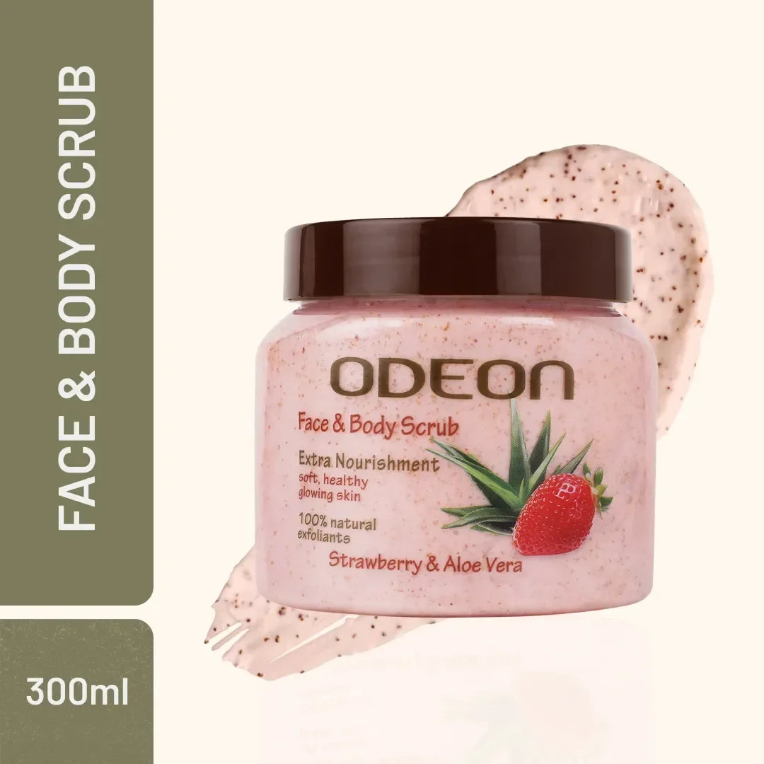 Strawberry & Aloe Vera Body Scrub – Soothing Glow Exfoliator for Sensitive Skin - Odeon