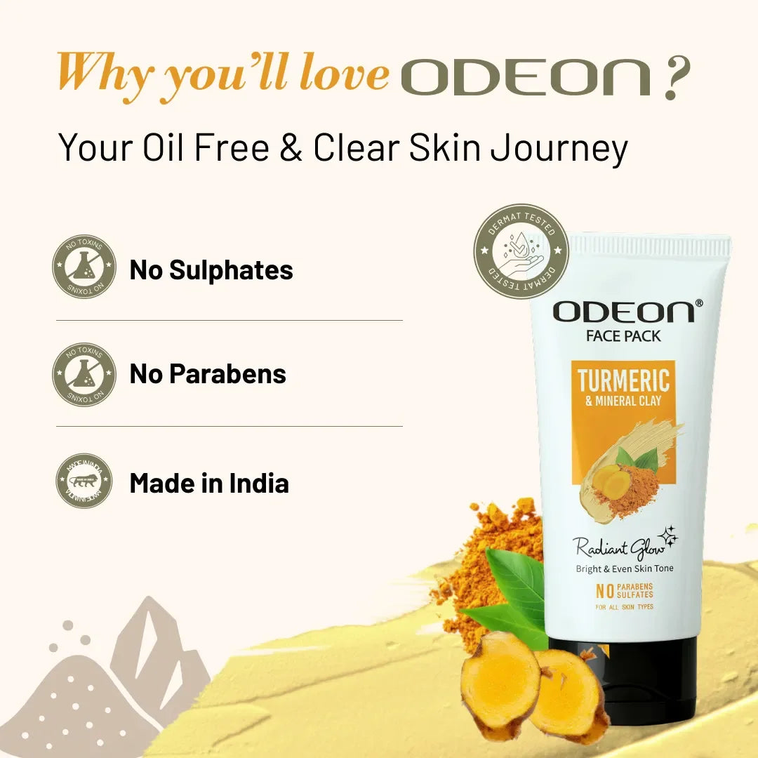 Turmeric & Mineral Clay (Bentonite Clay) Face Pack + Niacinamide (Vitamin B3)